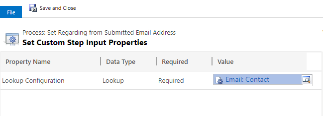Set Lookup Configuration