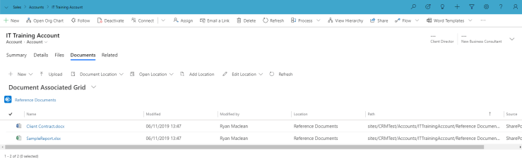 Display SharePoint Documents related to Parent on Child Record in ...
